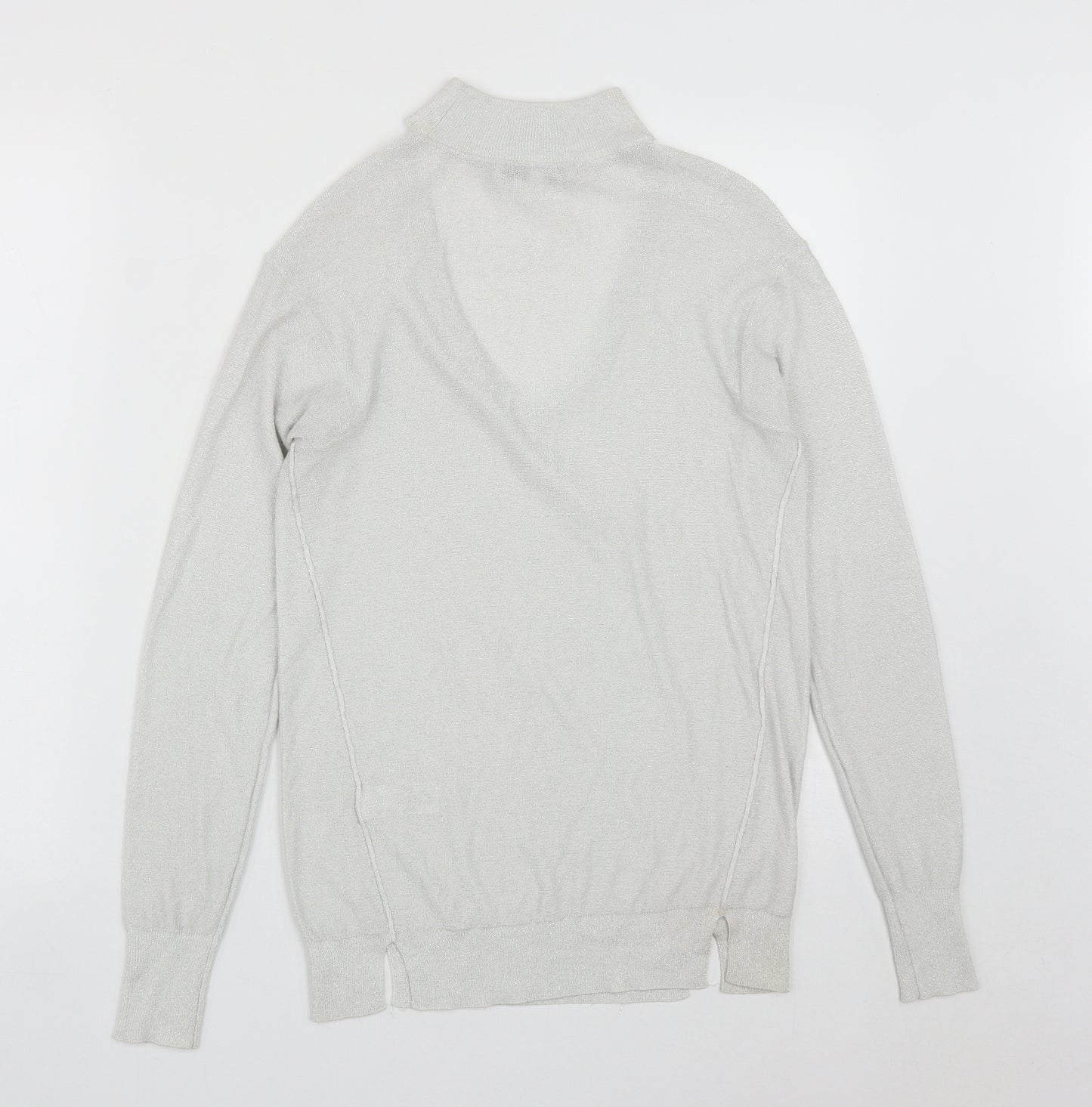 NEXT Womens Silver V-Neck  Viscose Pullover Jumper Size 6