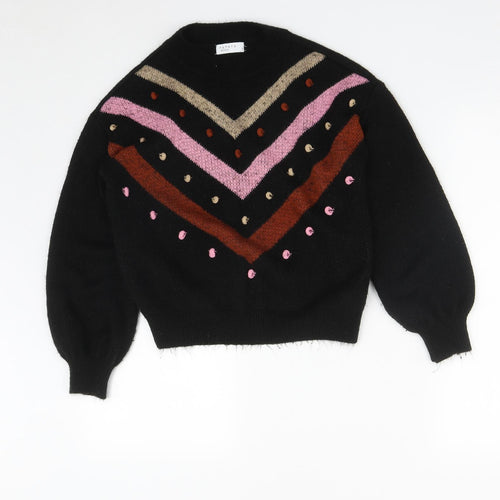 Matalan Womens Black Round Neck  Acrylic Pullover Jumper Size S