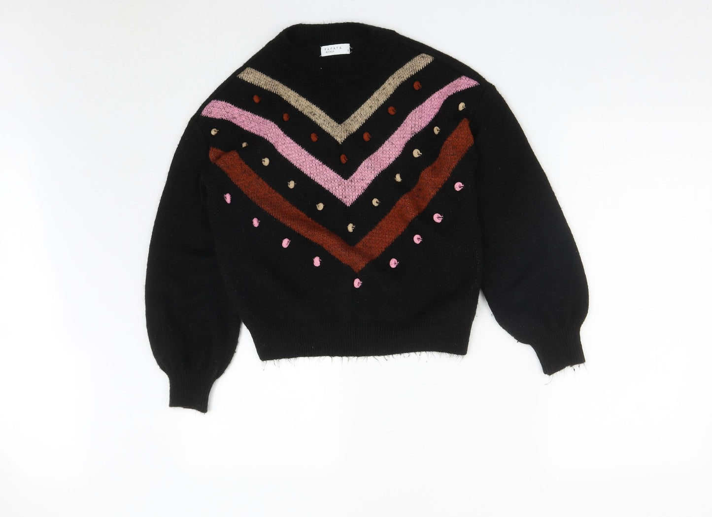 Matalan Womens Black Round Neck  Acrylic Pullover Jumper Size S