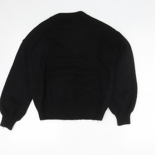 Matalan Womens Black Round Neck  Acrylic Pullover Jumper Size S
