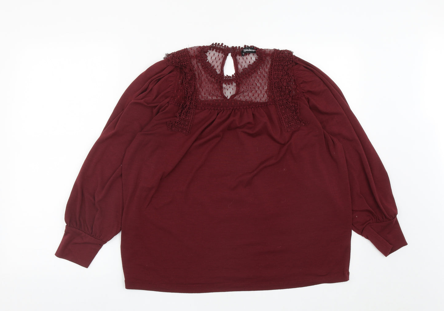 Kaleidoscope Womens Red  Polyester Basic Blouse Size 12 Round Neck