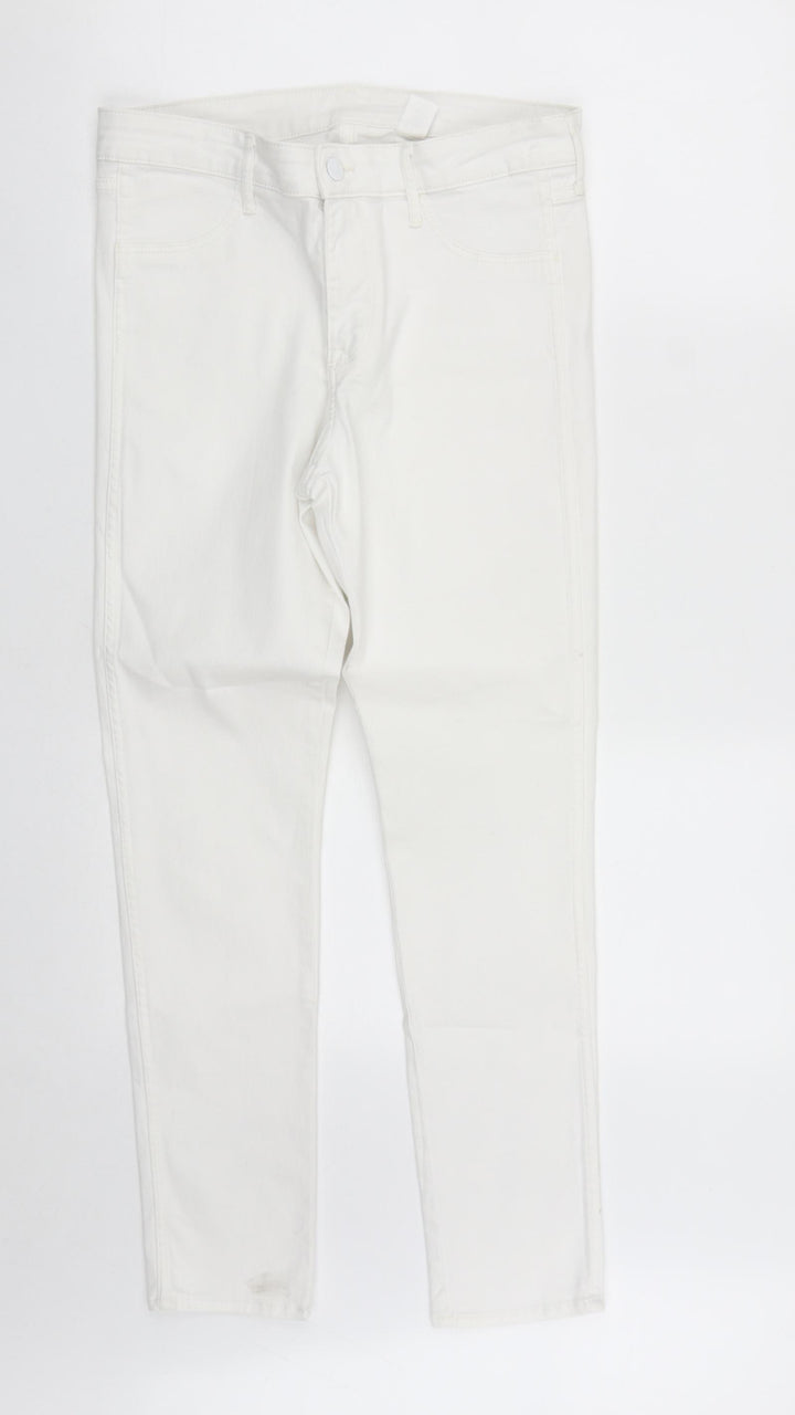 H&M Womens White Cotton Skinny Jeans Size 30 in L27 in Regular Zip