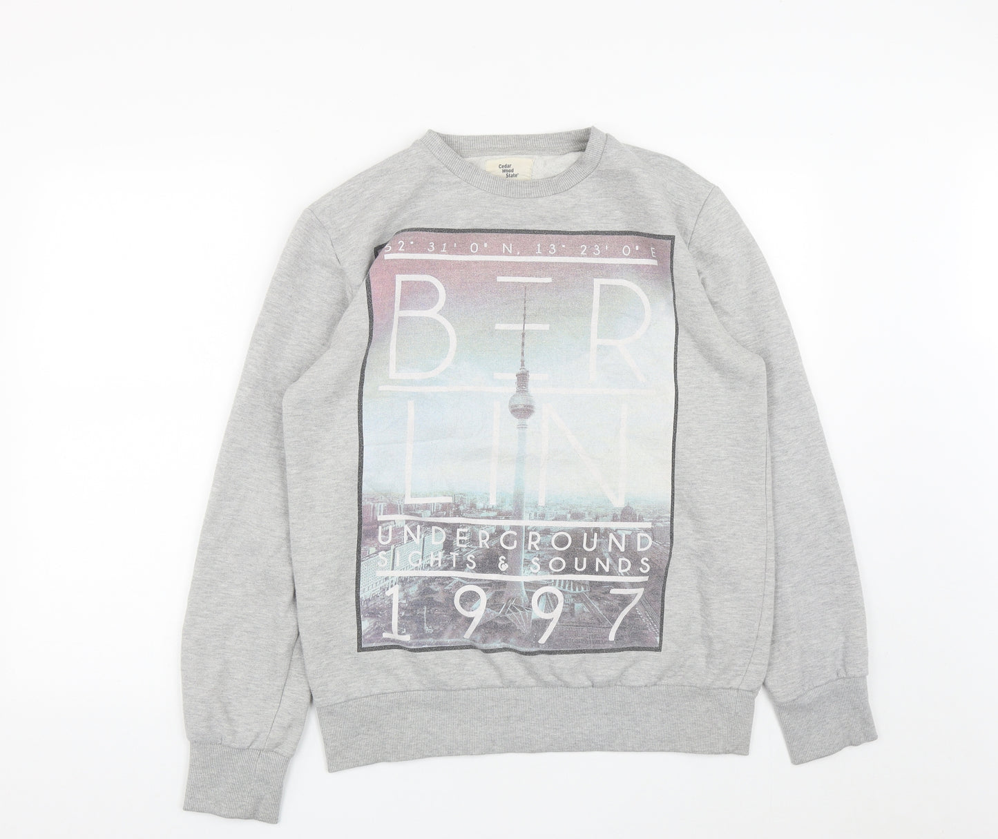 Cedar Wood State Mens Grey  Cotton Pullover Sweatshirt Size M