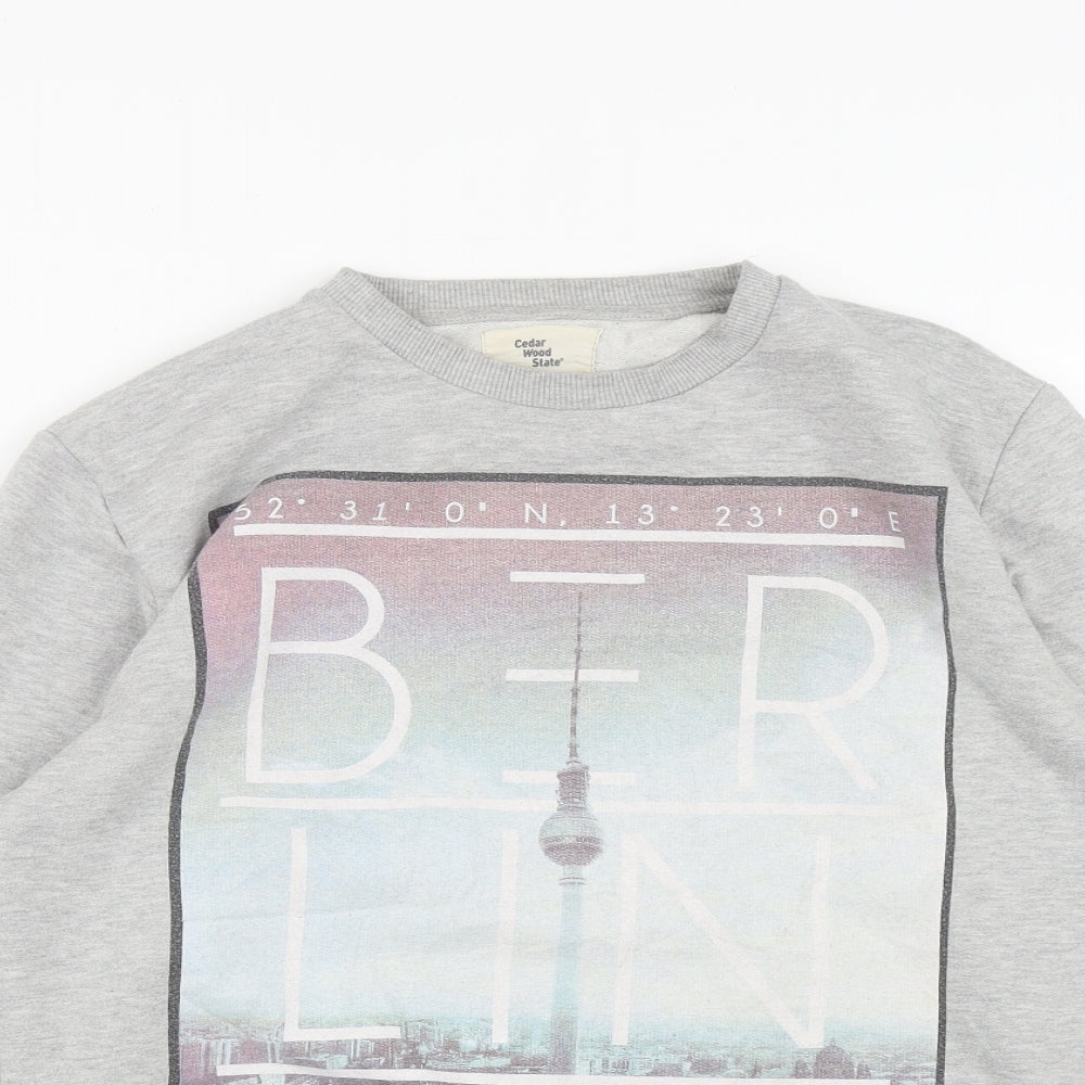 Cedar Wood State Mens Grey  Cotton Pullover Sweatshirt Size M