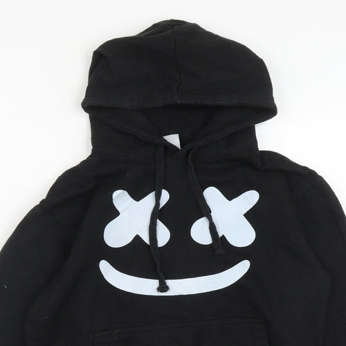 Famona Womens Black  Cotton Pullover Hoodie Size S  Drawstring
