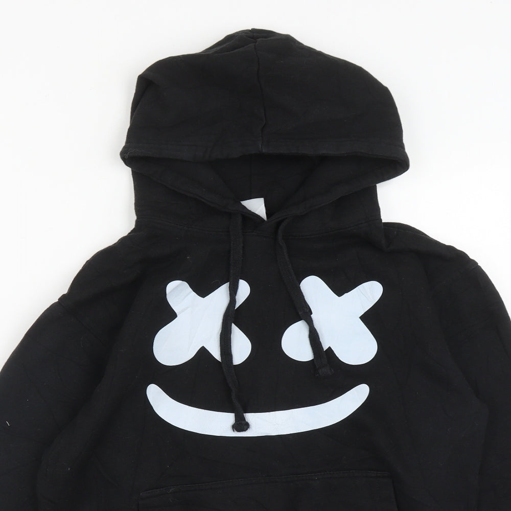 Famona Womens Black  Cotton Pullover Hoodie Size S  Drawstring
