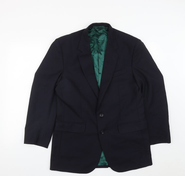Dale Rhodes Mens Blue Polyester Jacket Suit Jacket Size 40