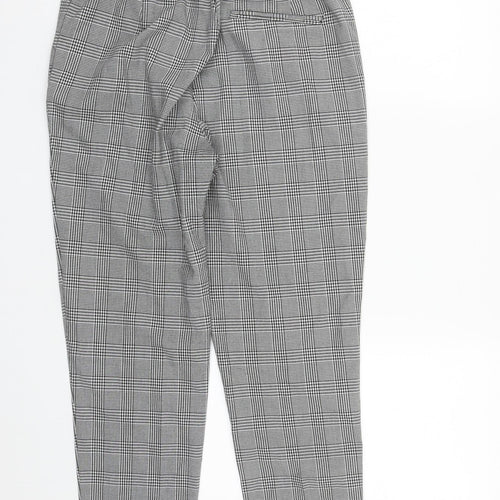 Zara Womens Black Plaid Polyester Carrot Trousers Size M L27 in Regular