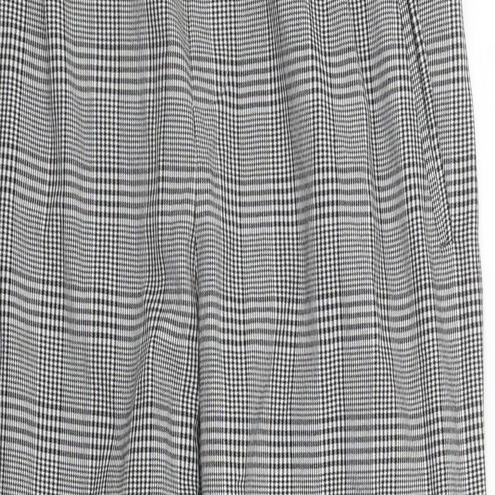 Zara Womens Black Plaid Polyester Carrot Trousers Size M L27 in Regular