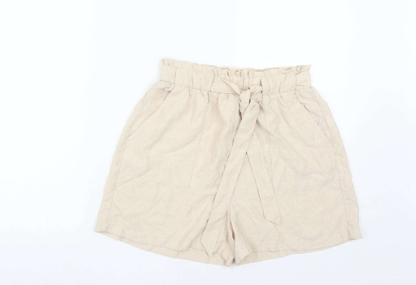 New Look Womens Beige  Viscose Bermuda Shorts Size 12 L3 in Regular Tie