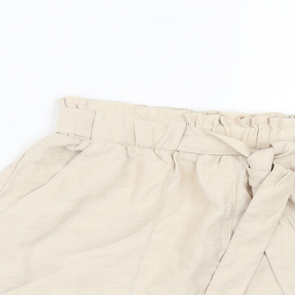 New Look Womens Beige  Viscose Bermuda Shorts Size 12 L3 in Regular Tie