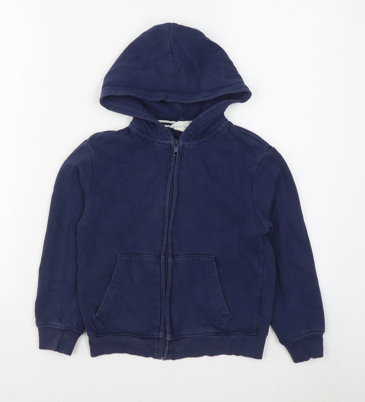 H&M Boys Blue Cotton Full Zip Hoodie Size 6-7 Years Zip