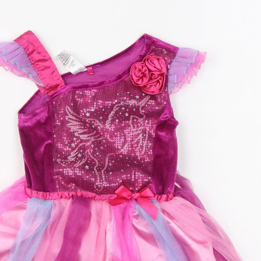 George Girls Pink  Polyester Ball Gown  Size 5-6 Years  V-Neck Pullover