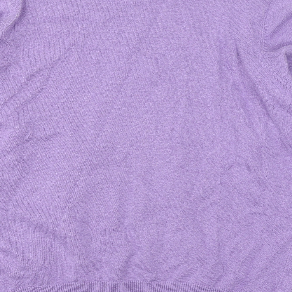 Marks and Spencer Womens Purple Round Neck  100% Cotton Pullover Jumper Size XL