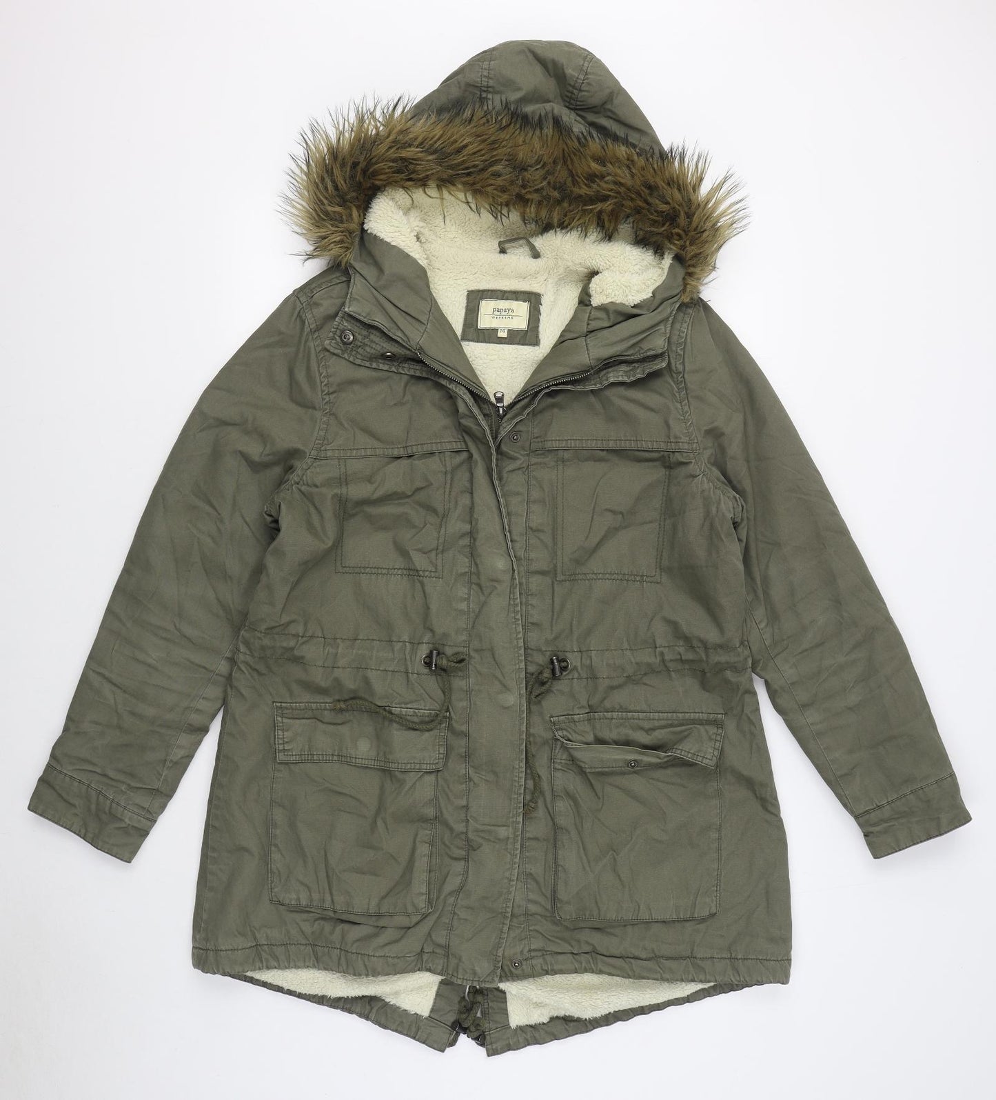 Matalan Womens Green   Parka Coat Size 14  Zip
