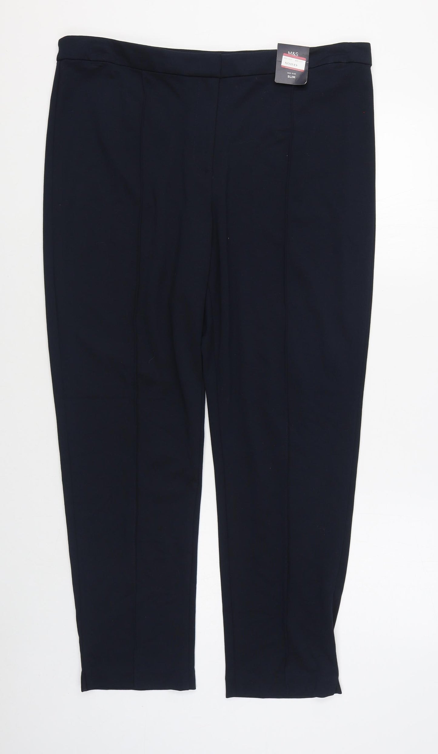 Marks and Spencer Womens Blue  Polyester Trousers  Size 18 L29 in Regular Zip