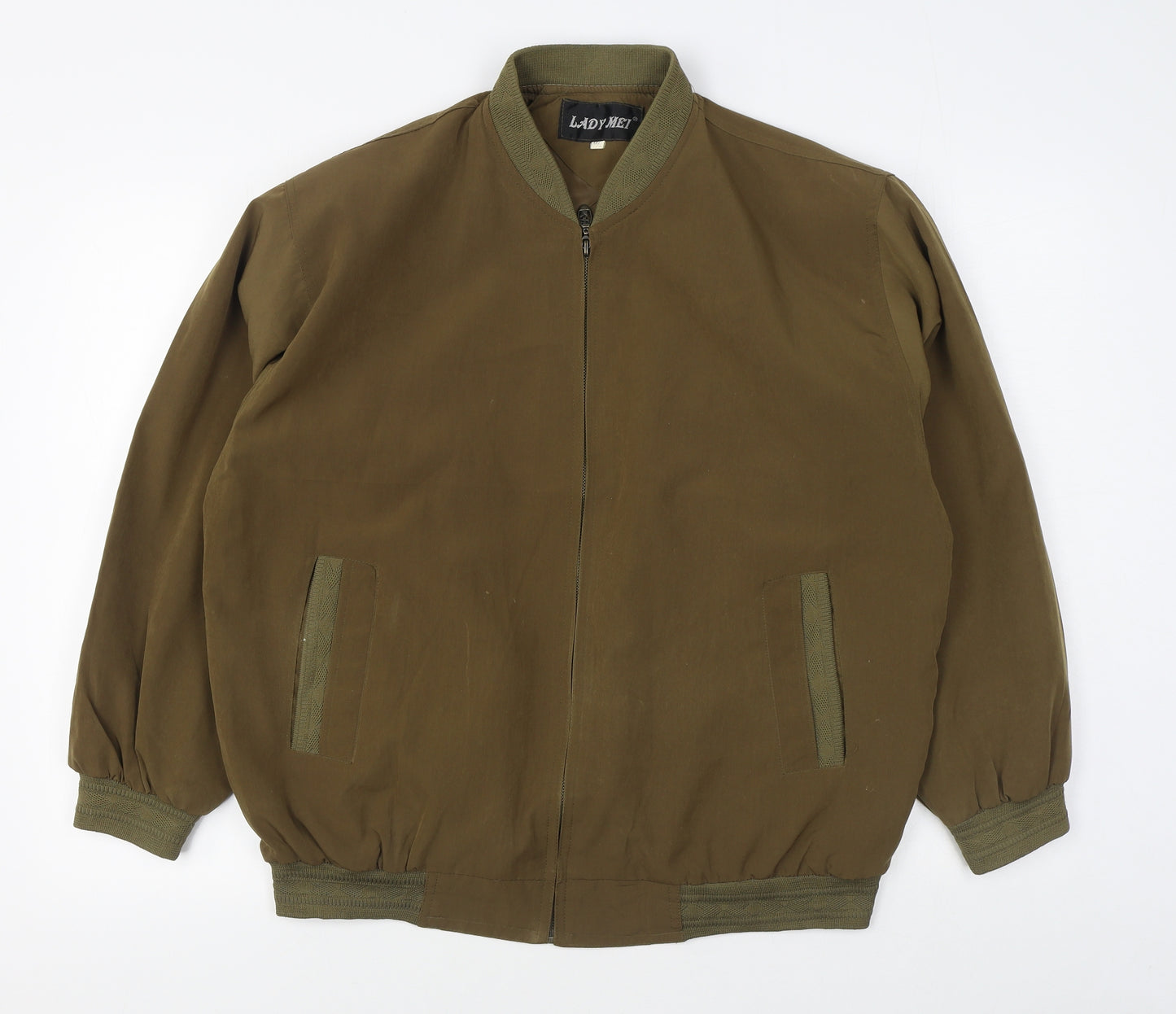 Lady Mei Mens Green   Bomber Jacket Jacket Size S  Zip