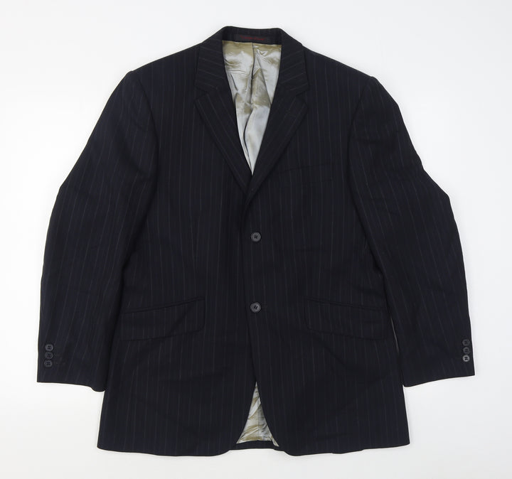 City Survival Mens Blue Striped Viscose Jacket Suit Jacket Size 38