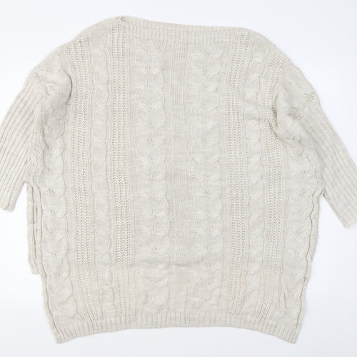 Preworn Womens Beige Boat Neck  Acrylic Pullover Jumper Size M