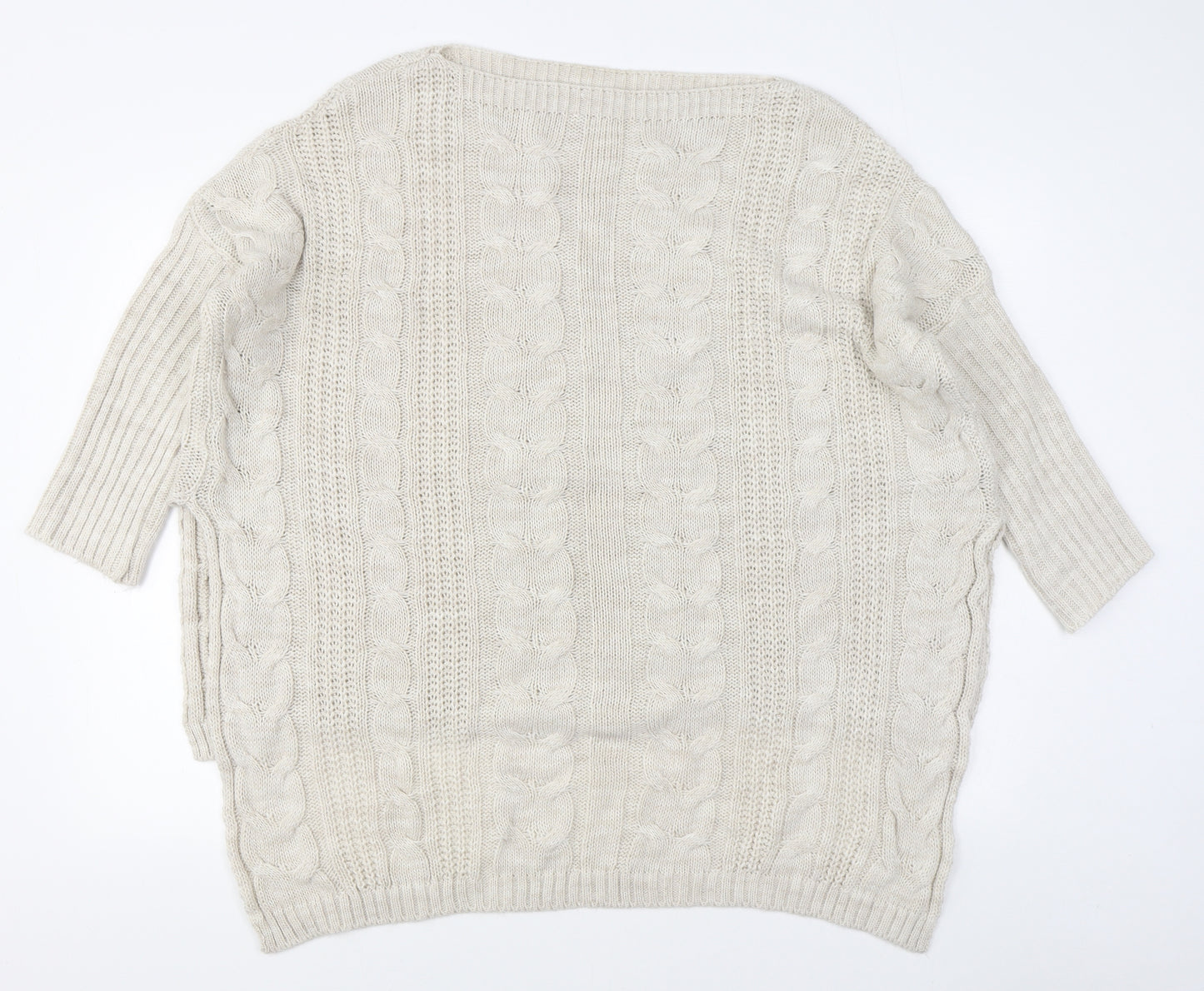 Preworn Womens Beige Boat Neck  Acrylic Pullover Jumper Size M
