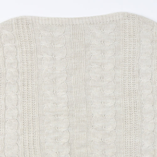 Preworn Womens Beige Boat Neck  Acrylic Pullover Jumper Size M