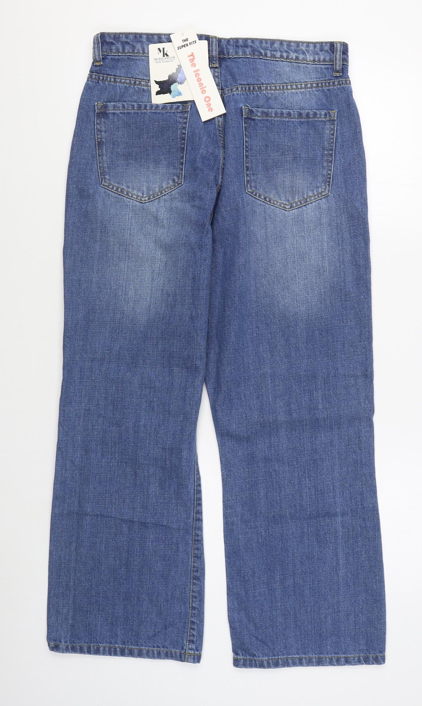 Why Not? Womens Blue  Cotton Straight Jeans Size 16 L28 in Regular Zip