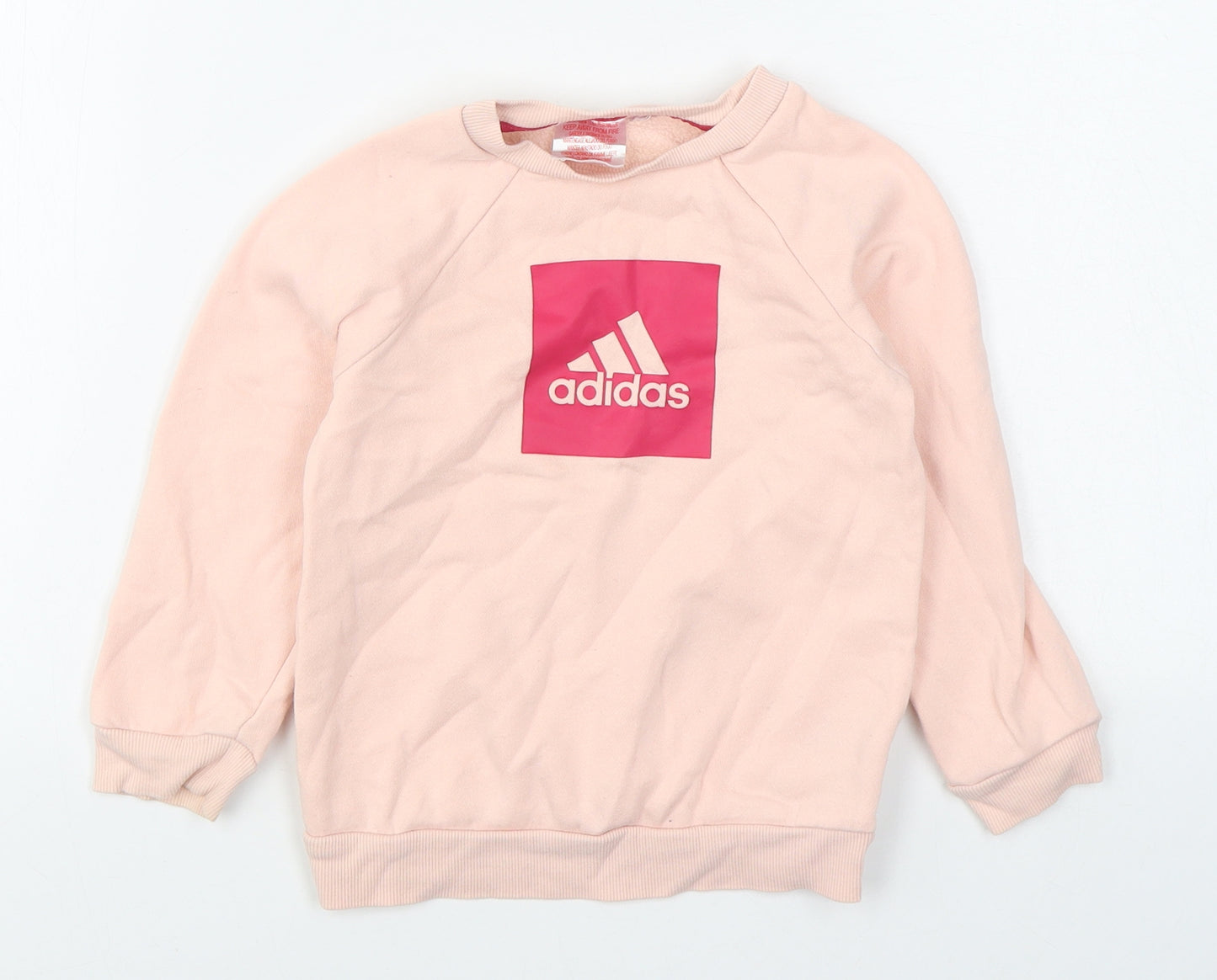 adidas Girls Pink  Cotton Pullover Sweatshirt Size 3-4 Years  Pullover