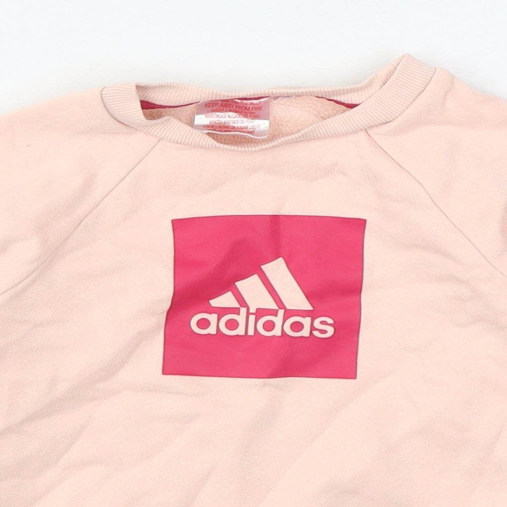 adidas Girls Pink  Cotton Pullover Sweatshirt Size 3-4 Years  Pullover