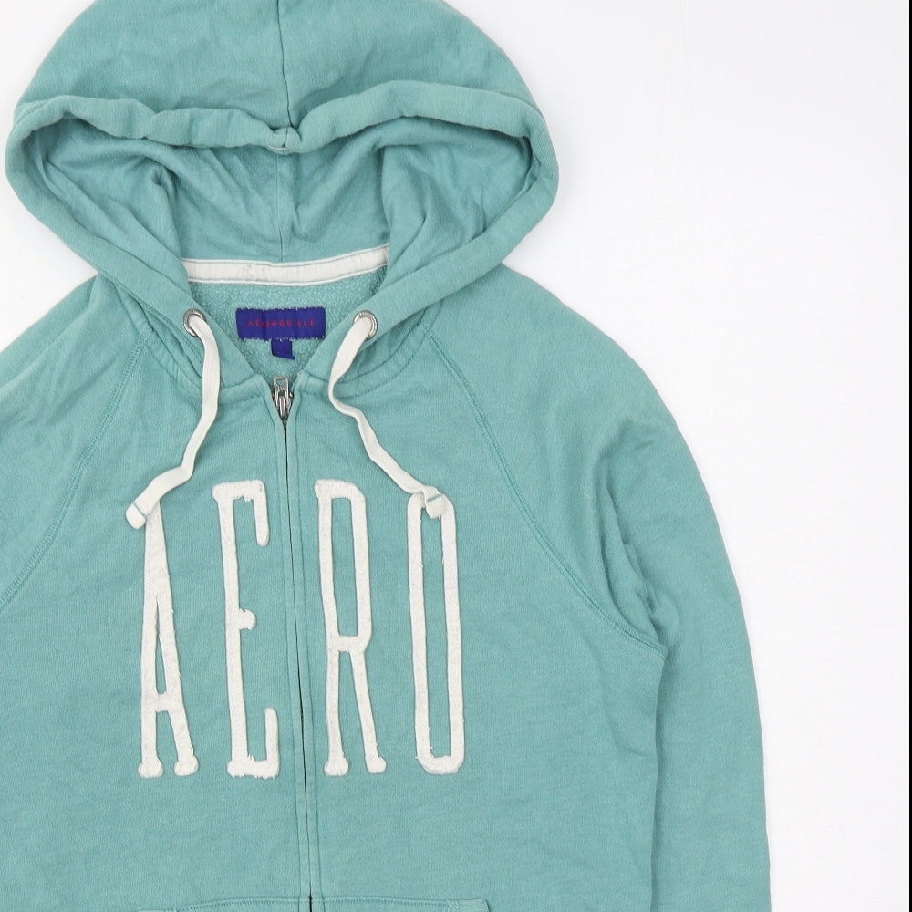 Aeropostale Womens Green  Cotton Full Zip Hoodie Size L  Zip