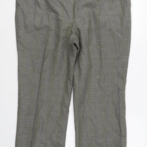 Preworn Mens Green Plaid Polyester  Suit Trousers
