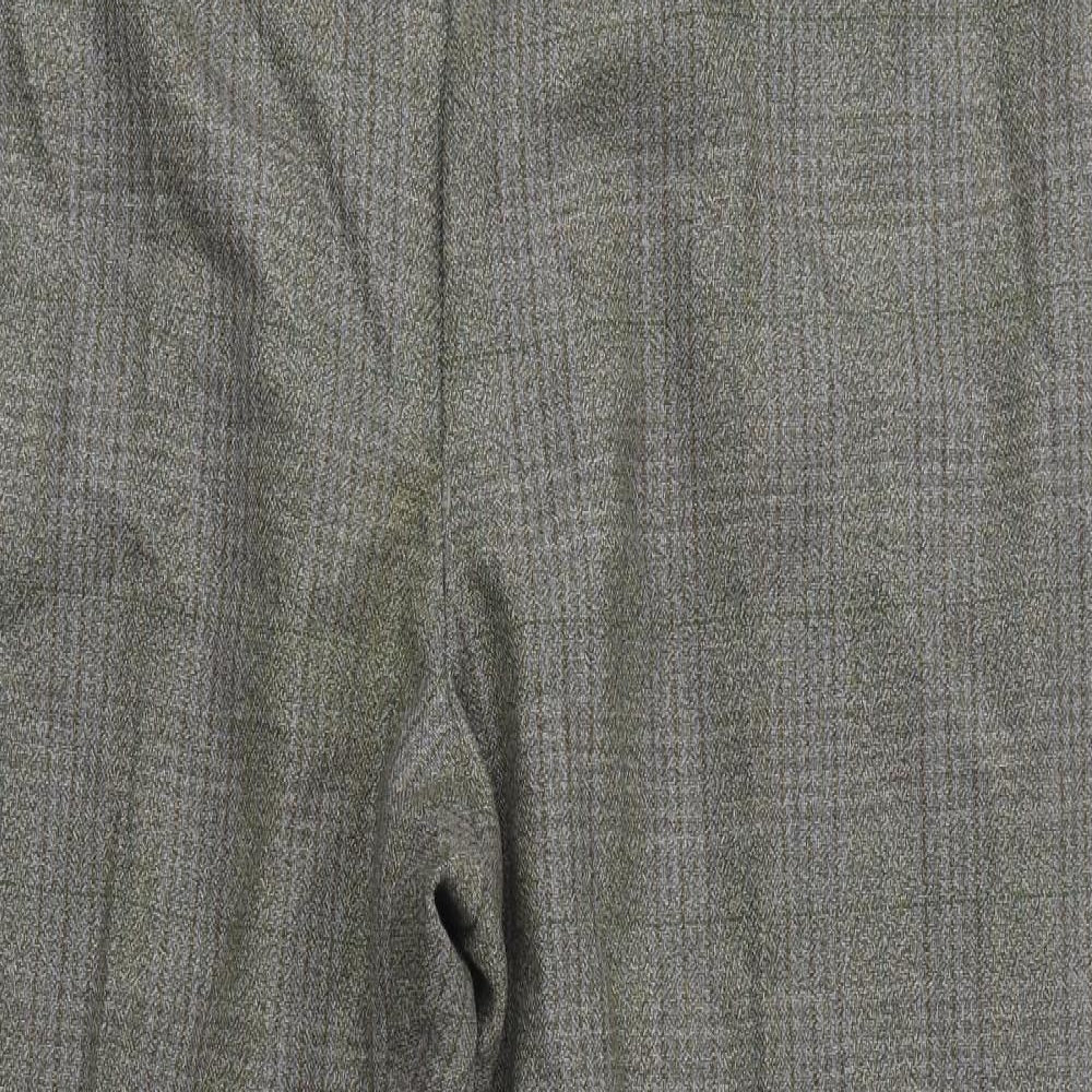 Preworn Mens Green Plaid Polyester  Suit Trousers