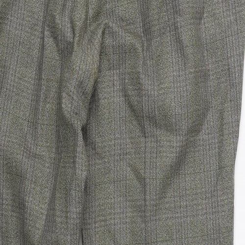 Preworn Mens Green Plaid Polyester  Suit Trousers