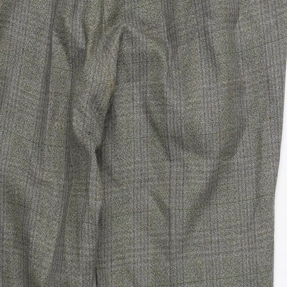 Preworn Mens Green Plaid Polyester  Suit Trousers