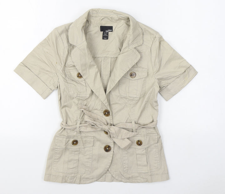 H&M Womens Beige Jacket Size 8 Button