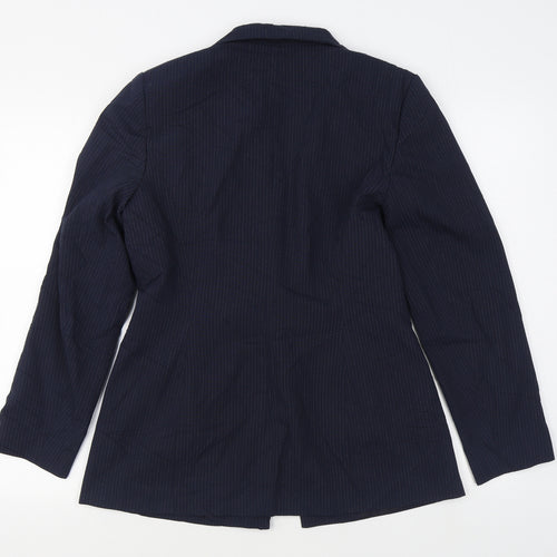 George Womens Blue Striped  Jacket Blazer Size 12  Button