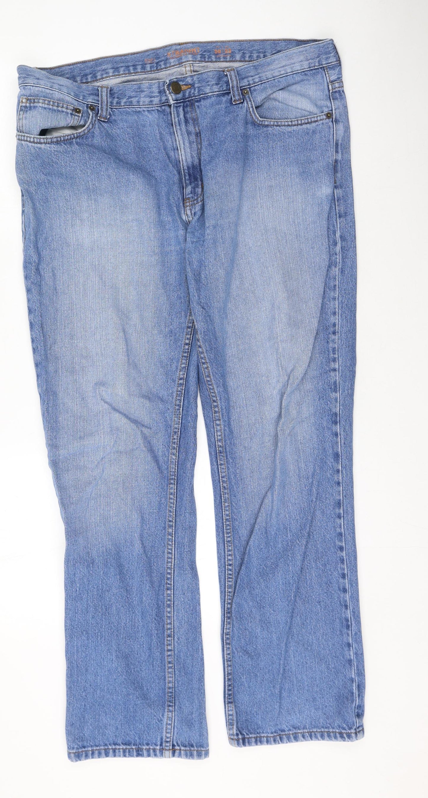 F&F Mens Blue  Cotton Straight Jeans Size 38 L32 in Regular
