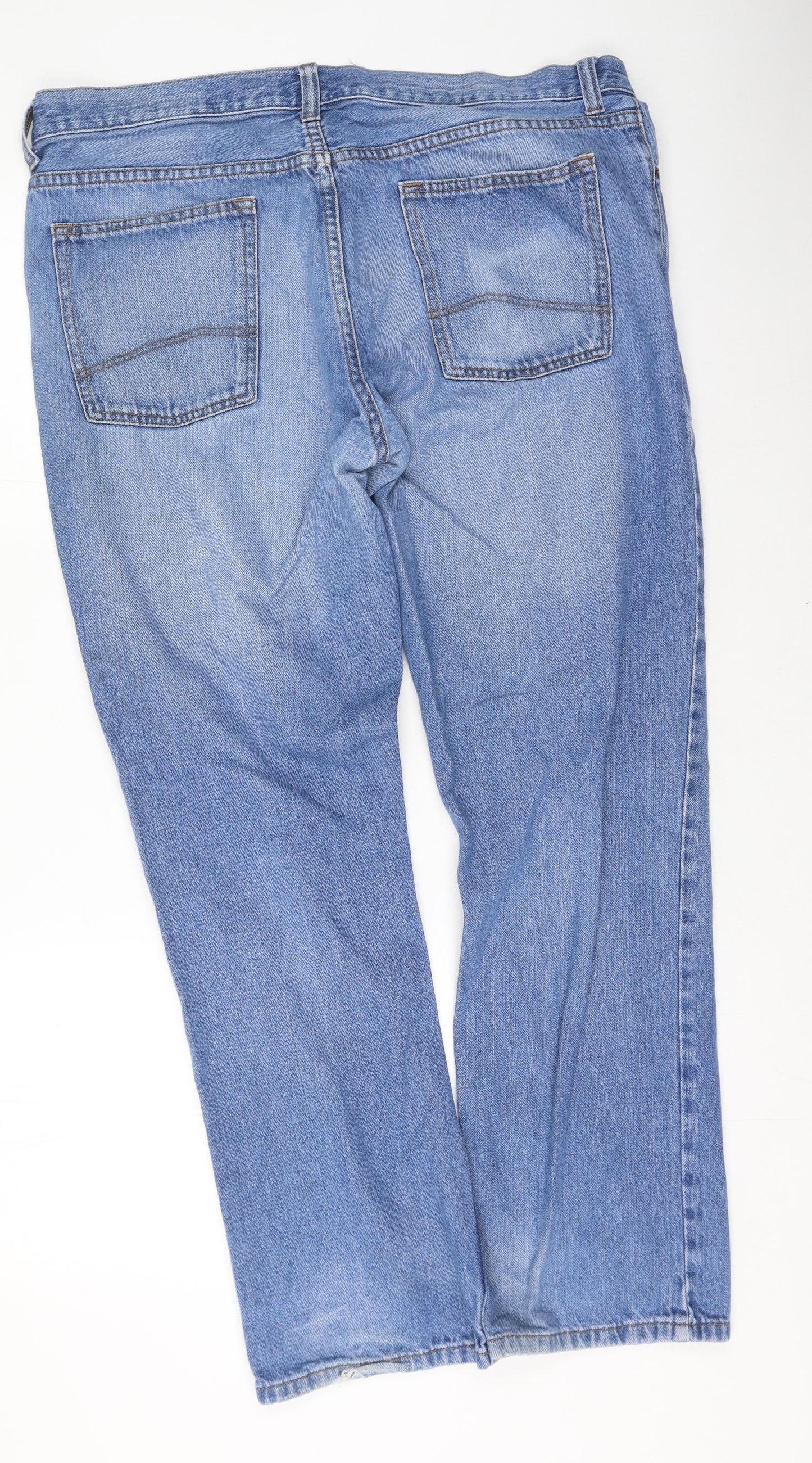 F&F Mens Blue  Cotton Straight Jeans Size 38 L32 in Regular