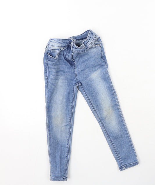 Preworn Girls Blue  Cotton Skinny Jeans Size 4 Years  Regular