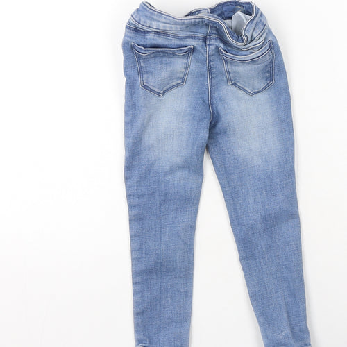 Preworn Girls Blue  Cotton Skinny Jeans Size 4 Years  Regular