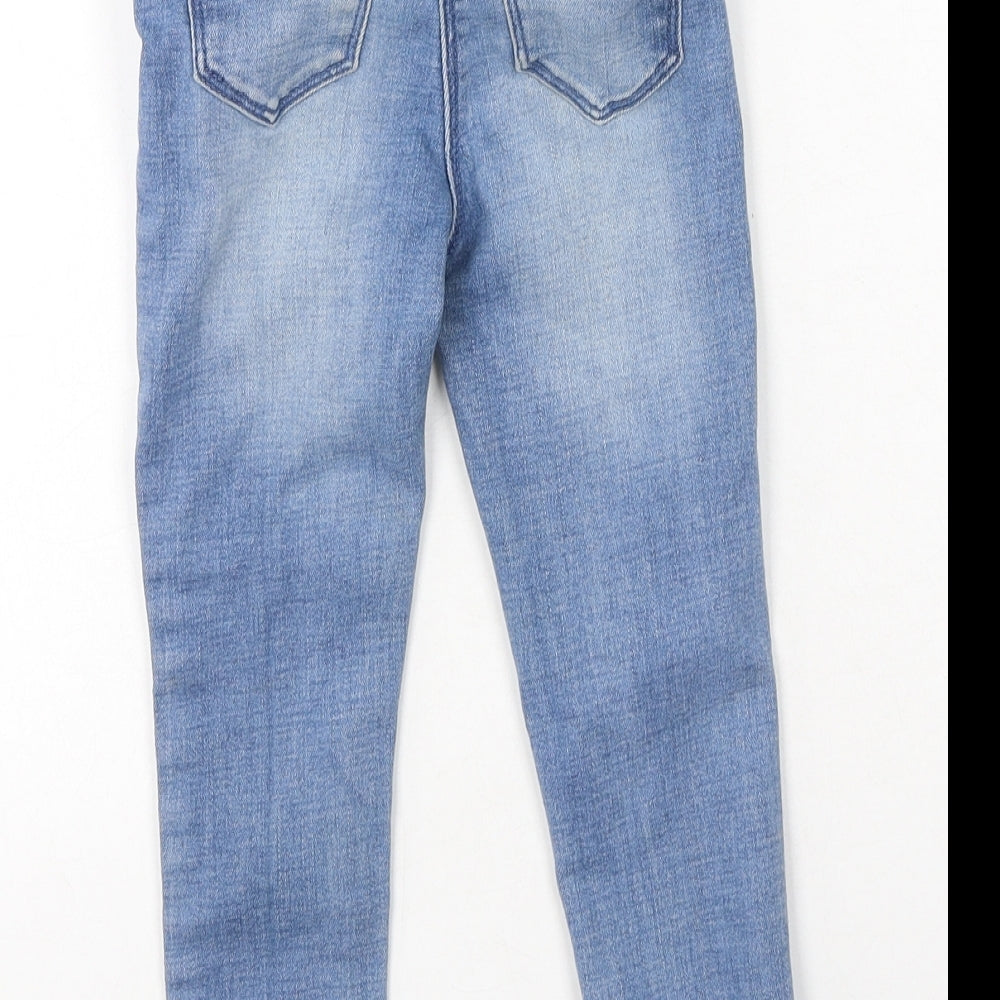 Preworn Girls Blue  Cotton Skinny Jeans Size 4 Years  Regular