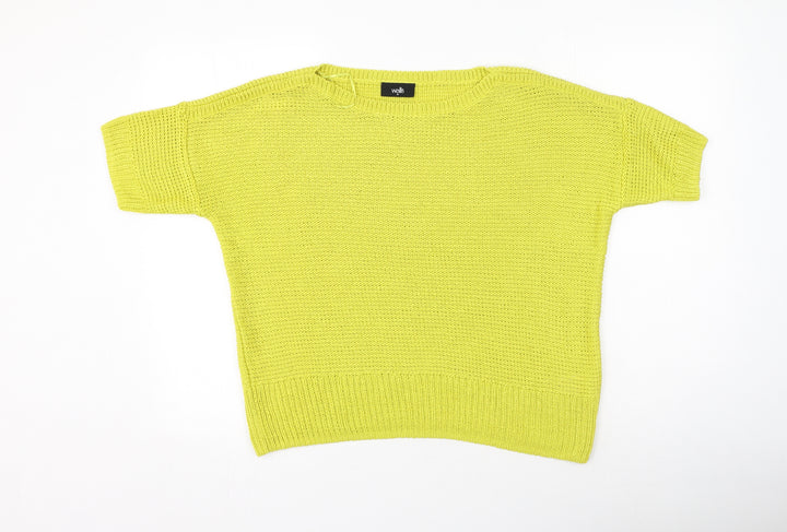 Wallis Womens Yellow Round Neck  Acrylic Pullover Jumper Size M