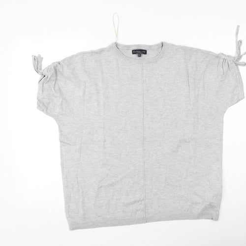 F&F Womens Grey  Viscose Basic T-Shirt Size 12 Round Neck
