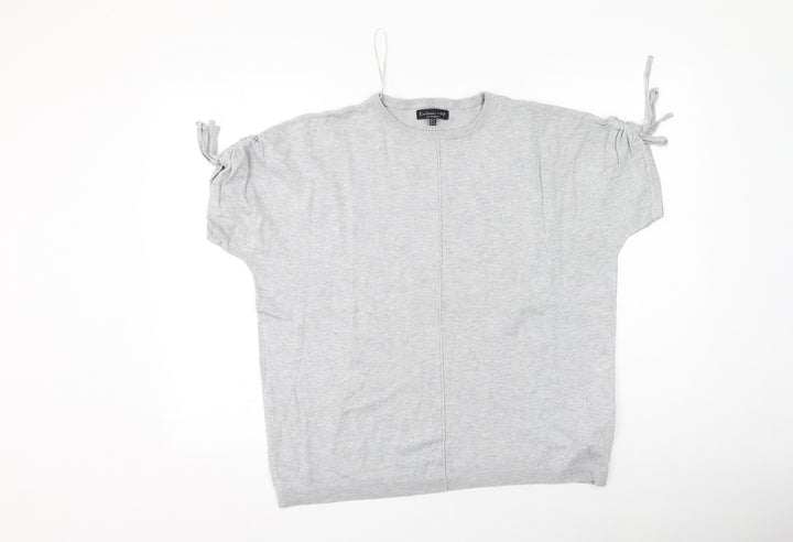 F&F Womens Grey  Viscose Basic T-Shirt Size 12 Round Neck