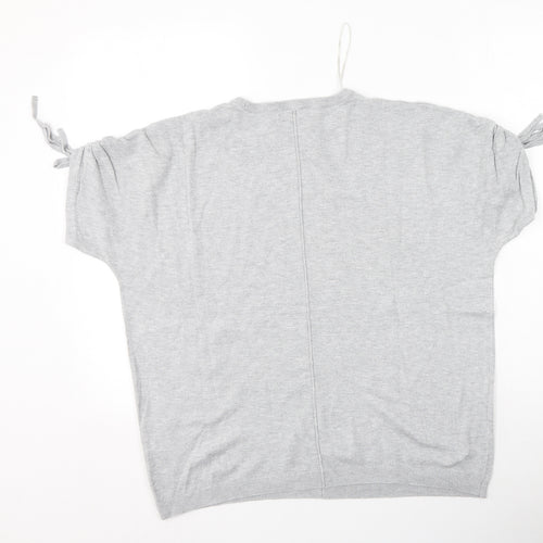 F&F Womens Grey  Viscose Basic T-Shirt Size 12 Round Neck