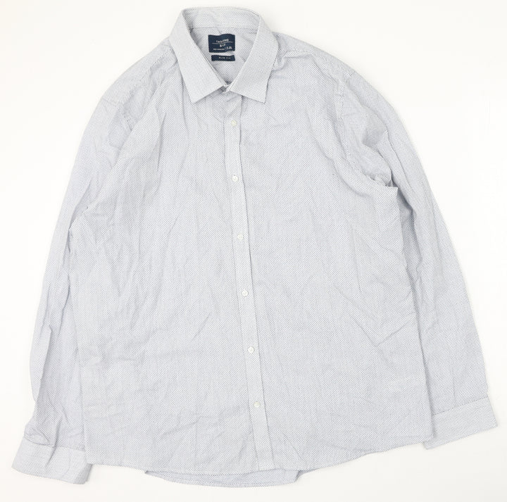F&F Mens Blue  Polyester  Button-Up Size 44 Collared