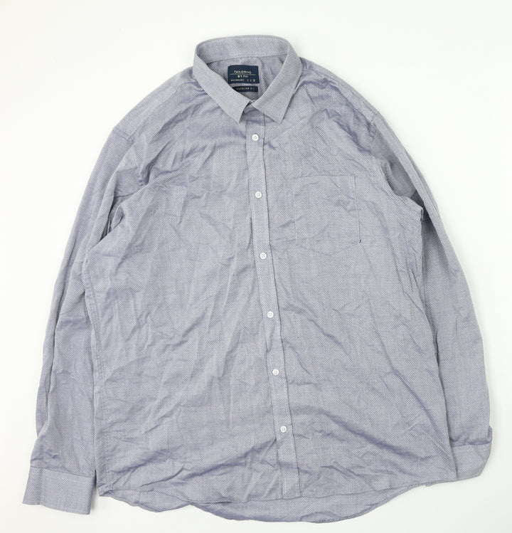 F&F Mens Blue  Polyester  Button-Up Size 43 Collared