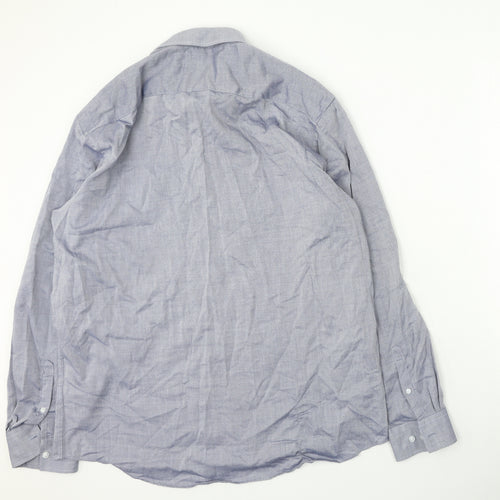F&F Mens Blue  Polyester  Button-Up Size 43 Collared