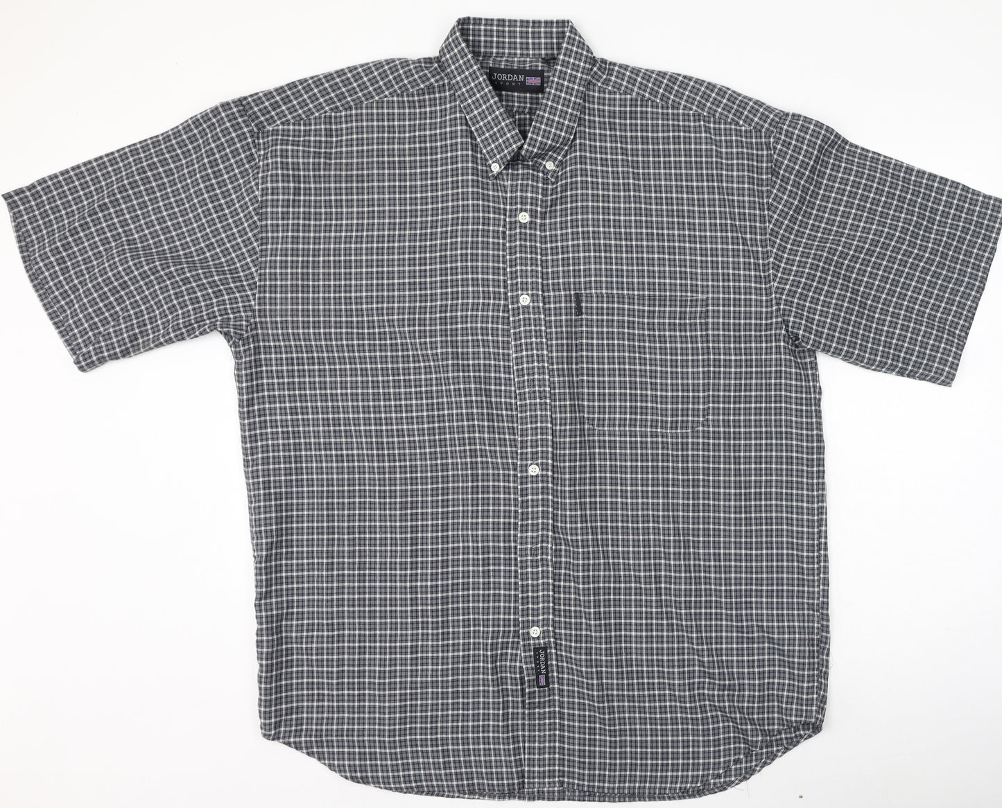 Jordan Sport Mens Grey Plaid Cotton  Button-Up Size XL Collared