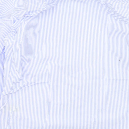 Marks and Spencer Mens Blue Striped Polyester  Button-Up Size 39 Collared