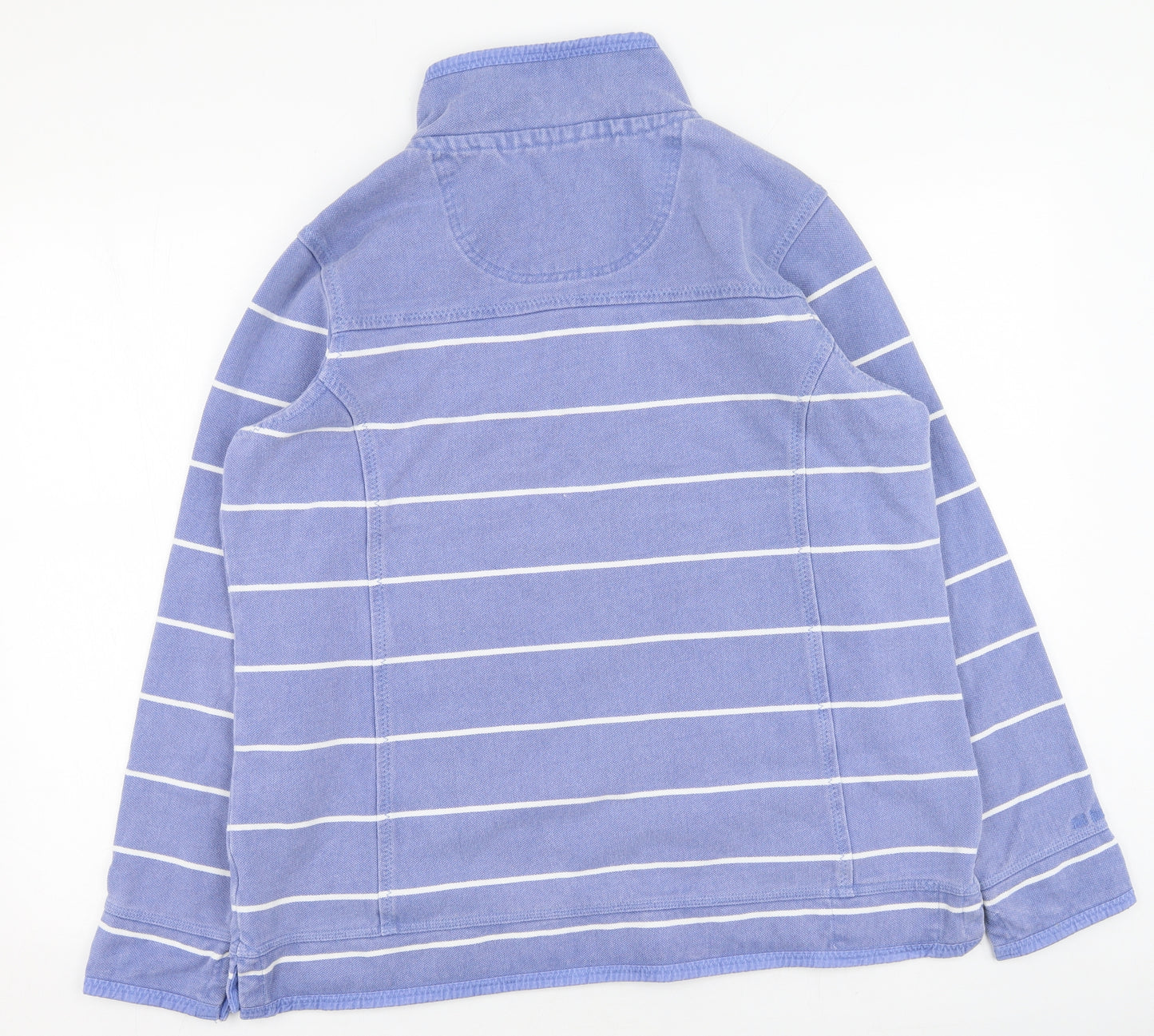 Fat Face Womens Blue High Neck Striped Cotton Pullover Jumper Size 18